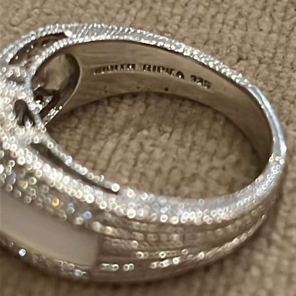 Judith Ripka Blue Topaz & Mother-of-Pearl Pineapple-Cut Ring Size NWOT - Picture 8 of 12